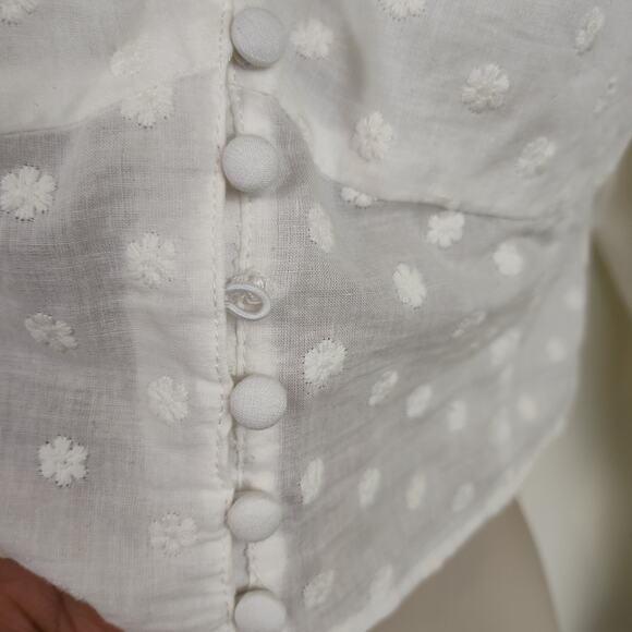 Zara Peasant Top Womens Med Embroidered Button Long Sleeve Boho Romantic Blouse - Picture 16 of 17